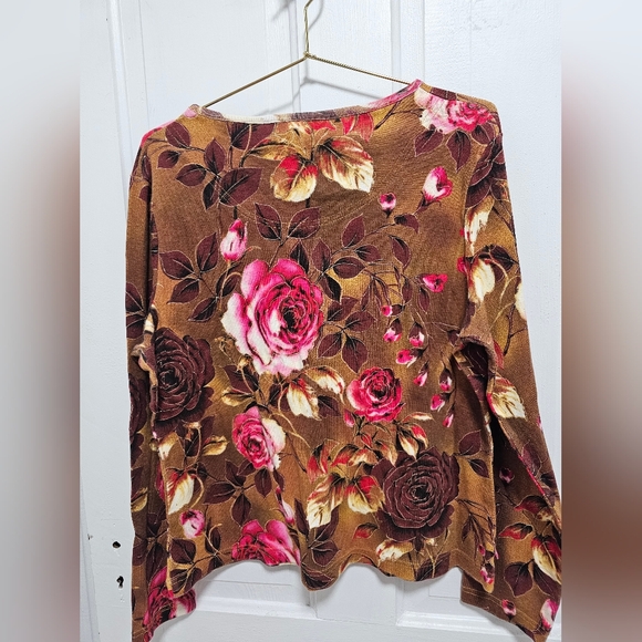 Floral Brown and Pink Women's Top - Picture 2 of 8